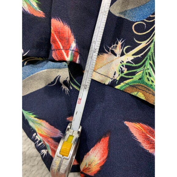 I Joah (S) Blue Colorful Feather Print Lined Adjustable Spaghetti Strap Dress - Picture 11 of 12